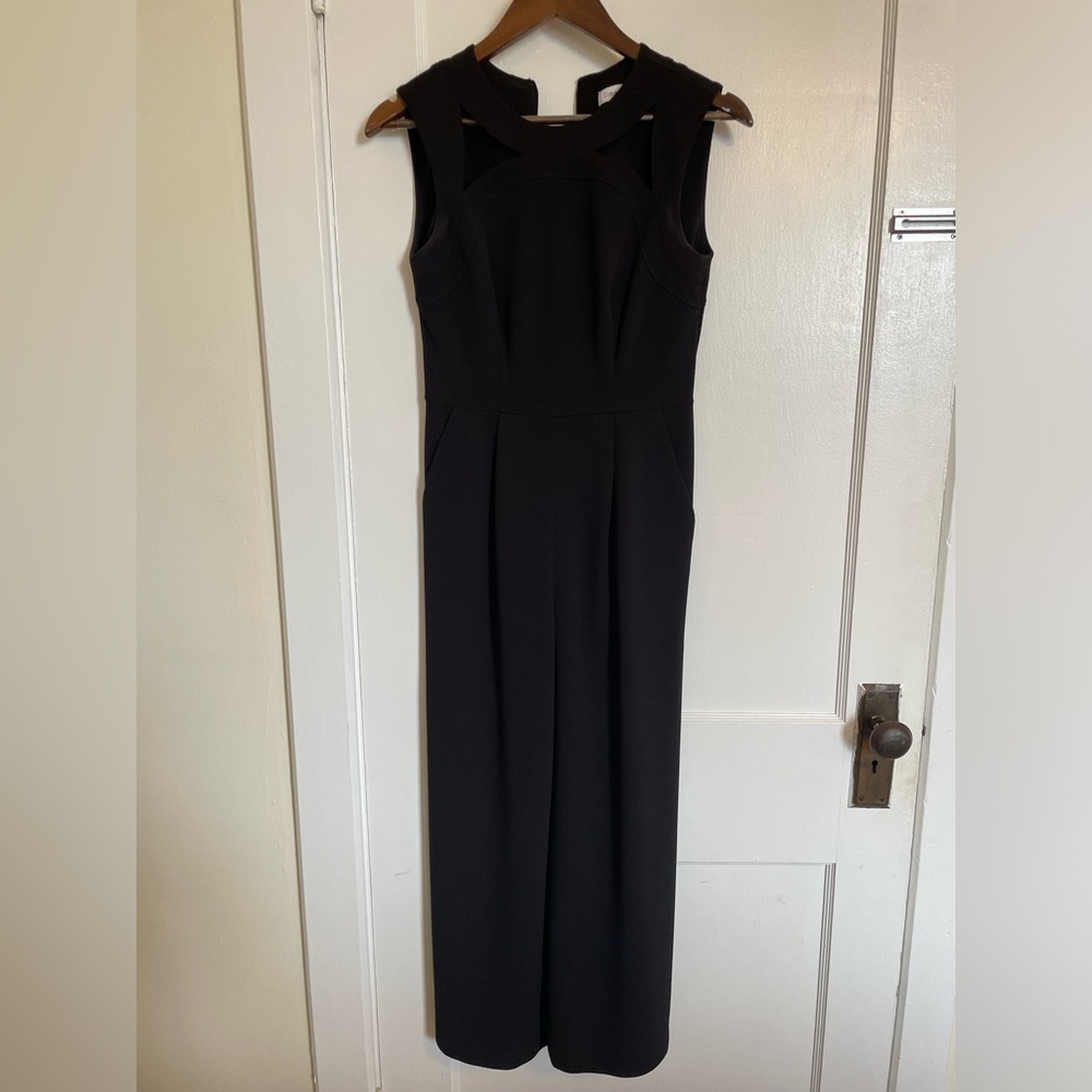 Black dressy romper with cute neckline detail